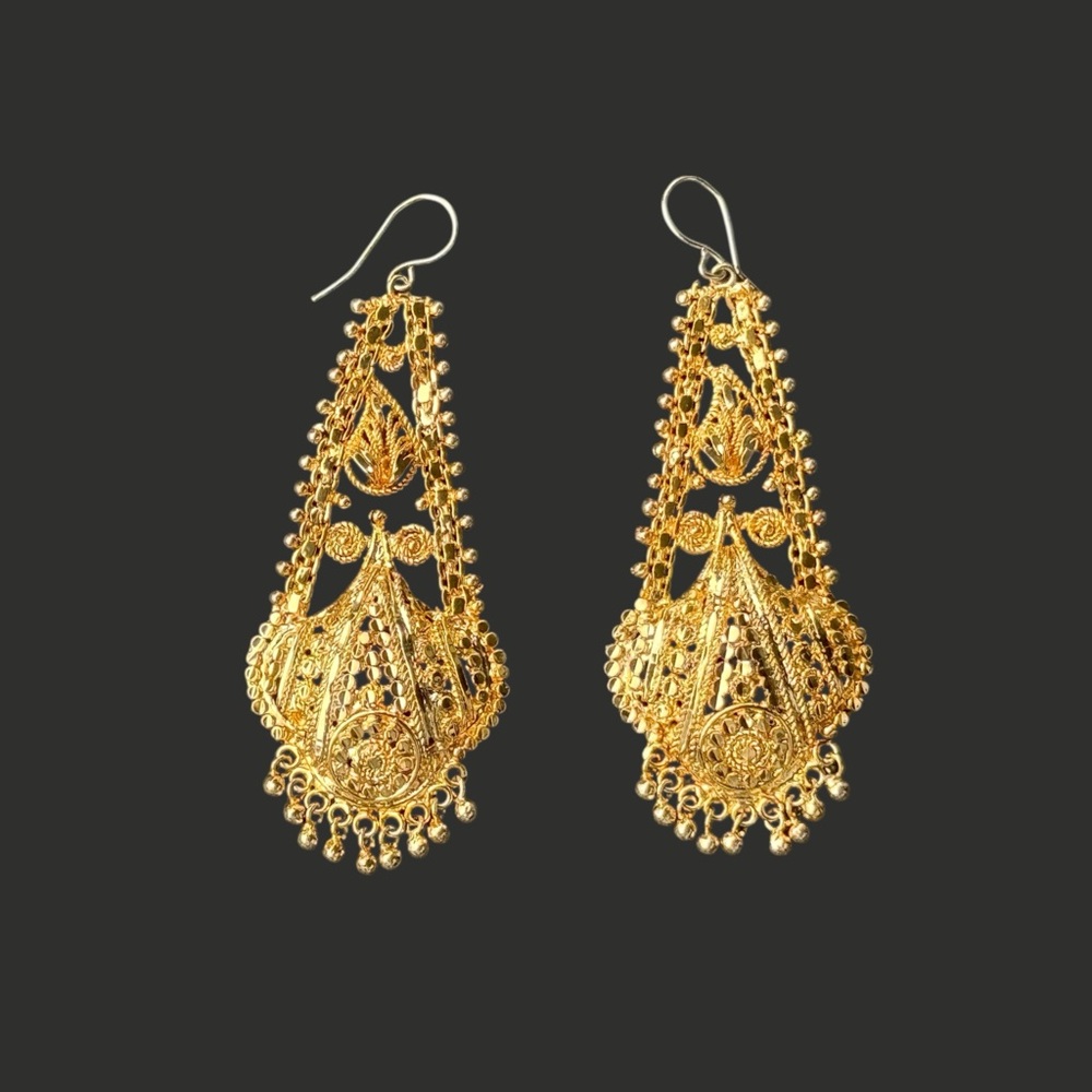 VINTAGE Gold filled Filigree Chandelier Earrings